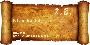 Klem Borbála névjegykártya